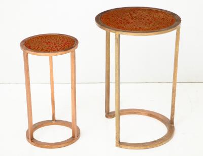 Pair of nesting tables with lacquered wood top