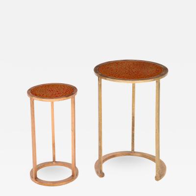 Pair of nesting tables with lacquered wood top