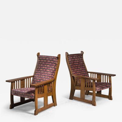 Pair of oak Art Nouveau armchairs Sweden