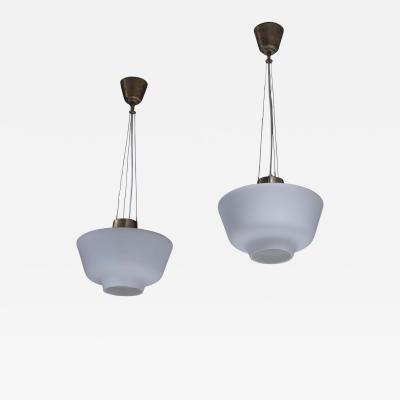 Pair of opaline and brass pendants Sweden 1940s