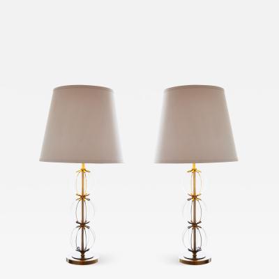 Pair of orb lamps large 