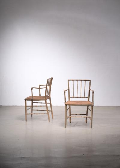 Pair of painted Sussex armchairs England 19th century