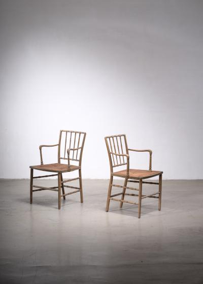 Pair of painted Sussex armchairs England 19th century
