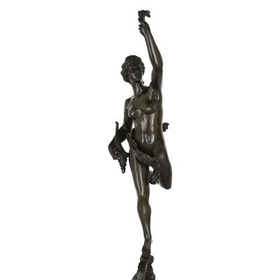 Pair of patinated bronze figures after Giambologna