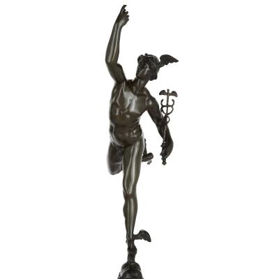 Pair of patinated bronze figures after Giambologna