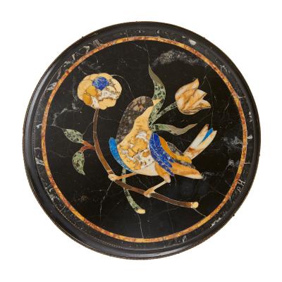 Pair of pietra dura topped circular occasional tables