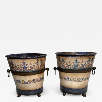 Pair of planters in painted sheet metal France circa 1930 1940