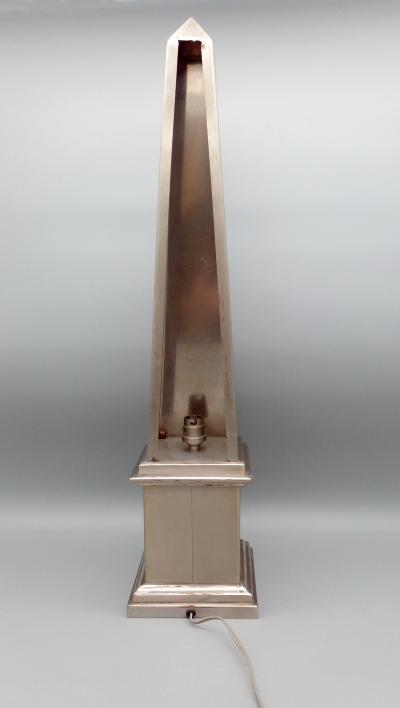 Pair of pyramid lamps in folded stainless steel Paris France circa 1980