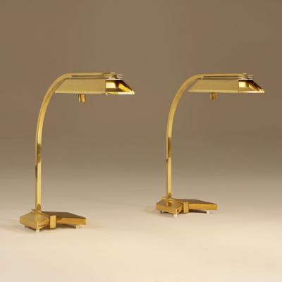 Pair of rare American 1970s Cassela brass desk lamps