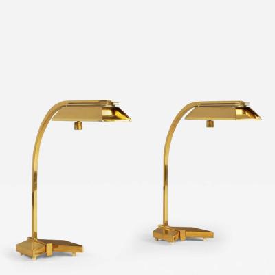 Pair of rare American 1970s Cassela brass desk lamps