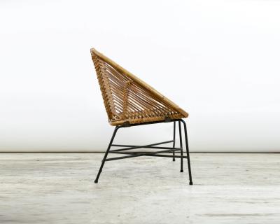 Pair of rattan and lacquered iron bench seats France circa 195