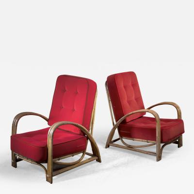 Pair of rattan lounge chairs