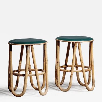 Pair of rattan stools