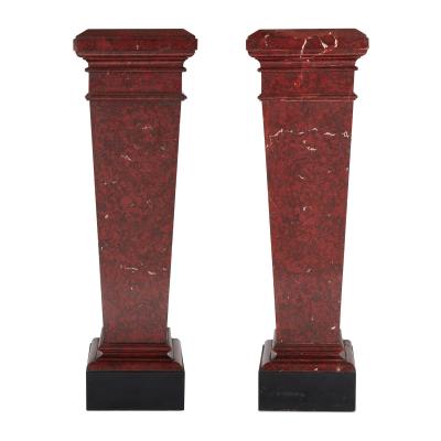 Pair of red marble pedestals in the Neoclassical style