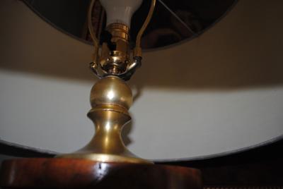 Pair of regency walnut pillar table lamps