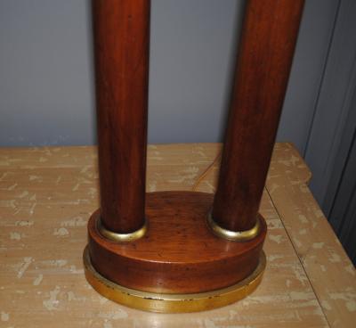 Pair of regency walnut pillar table lamps