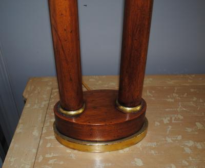 Pair of regency walnut pillar table lamps