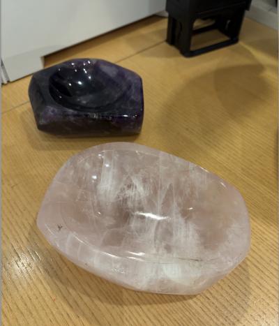 Pair of rock crystal vide poche