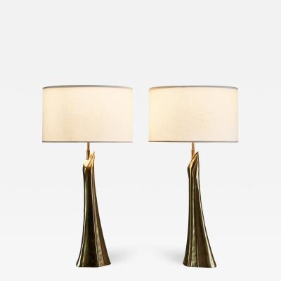 Pair of sculptural solid bronze table lamps 1960s