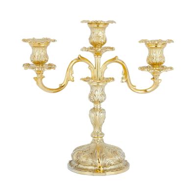 Pair of silver gilt 3 branch candelabra