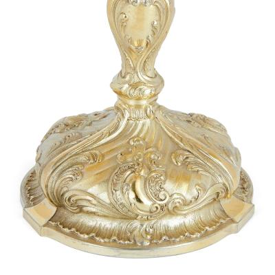 Pair of silver gilt 3 branch candelabra