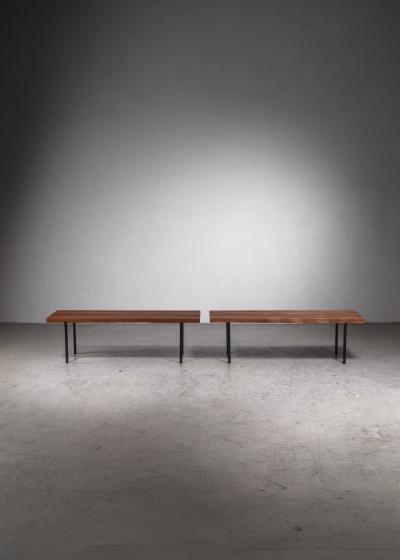 Pair of slat benches