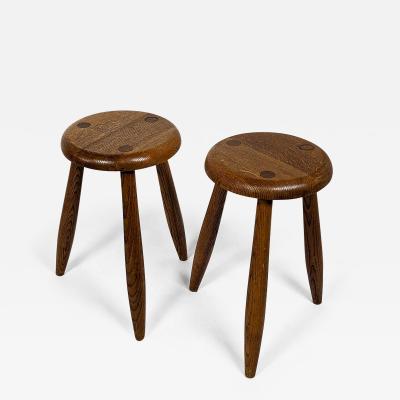 Pair of solid wood stools French design from the 50s
