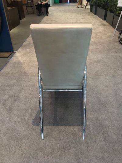 Pair of stylish chrome and leather midcentury design lounge chairs