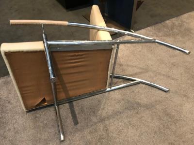 Pair of stylish chrome and leather midcentury design lounge chairs