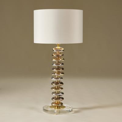 Pair of tall Murano glass metallic and brass Pebble table lamps