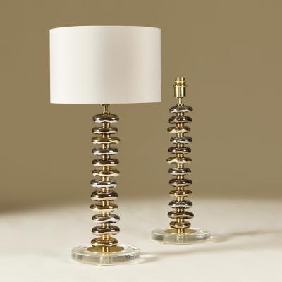 Pair of tall Murano glass metallic and brass Pebble table lamps