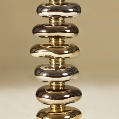 Pair of tall Murano glass metallic and brass Pebble table lamps