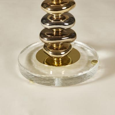 Pair of tall Murano glass metallic and brass Pebble table lamps