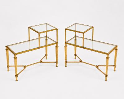 Pair of two tiered end tables by Robert Thibier Paris France circa 1960