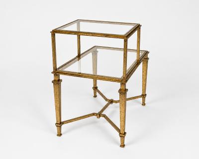 Pair of two tiered end tables by Robert Thibier Paris France circa 1960