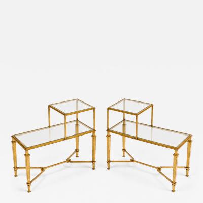 Pair of two tiered end tables by Robert Thibier Paris France circa 1960