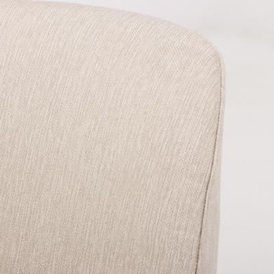 Pair of upholstered lounge chairs circa 1950 having floating arms and new fabric