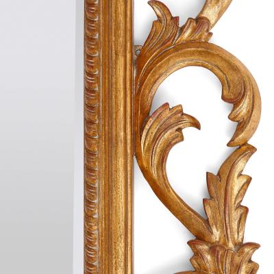 Pair of very large French giltwood mirrors with scrolled acanthus borders