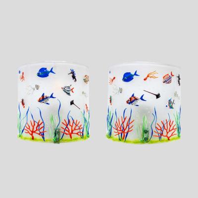 Pair of white colour Murano glass aquarium wall lights