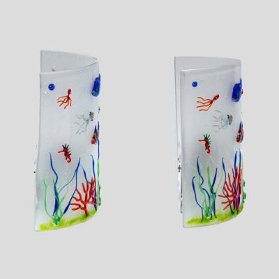 Pair of white colour Murano glass aquarium wall lights