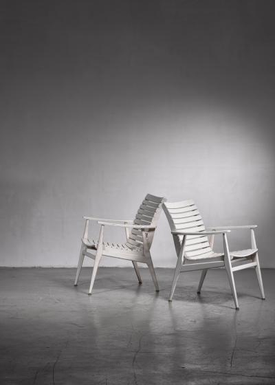 Pair of white slat chairs