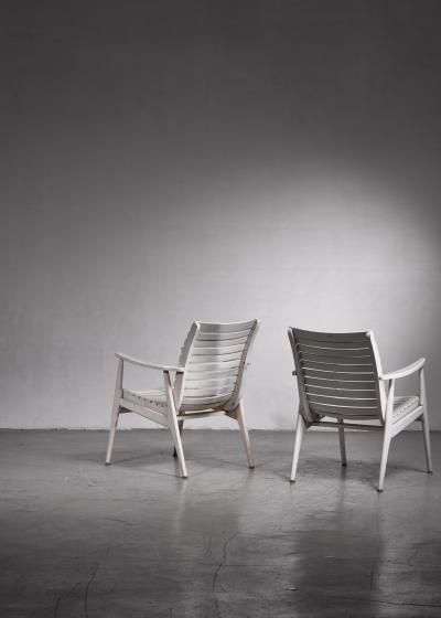 Pair of white slat chairs