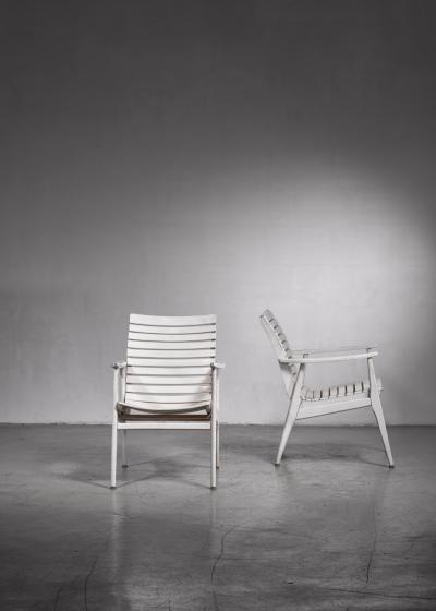 Pair of white slat chairs