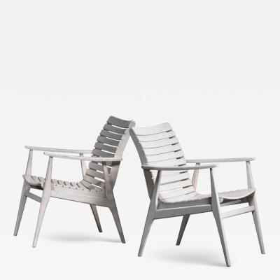 Pair of white slat chairs