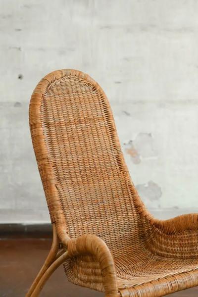 Pair of wicker armchairs with curved backrests 1980s 
