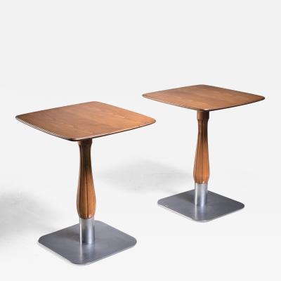 Pair of wood and metal cafe tables Sweden