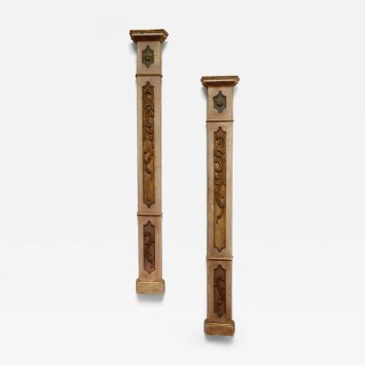 Pair of wooden painted columns 19th c 