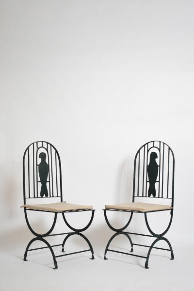 Pair of wrought iron bird cage chairs 1960s 