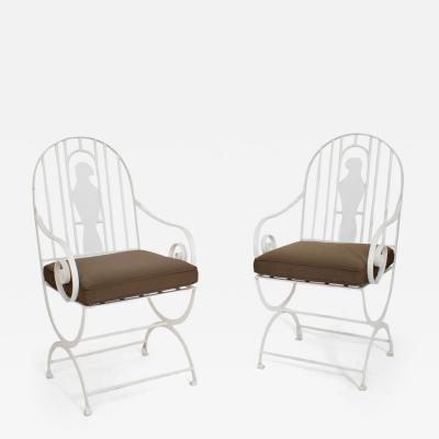 Pair of wrought iron birds armchairs 1960s 