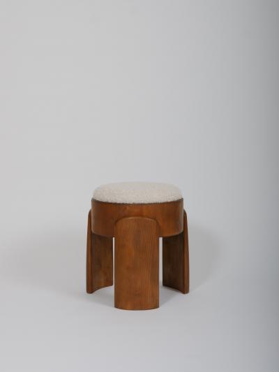 Pair wool boucle stools